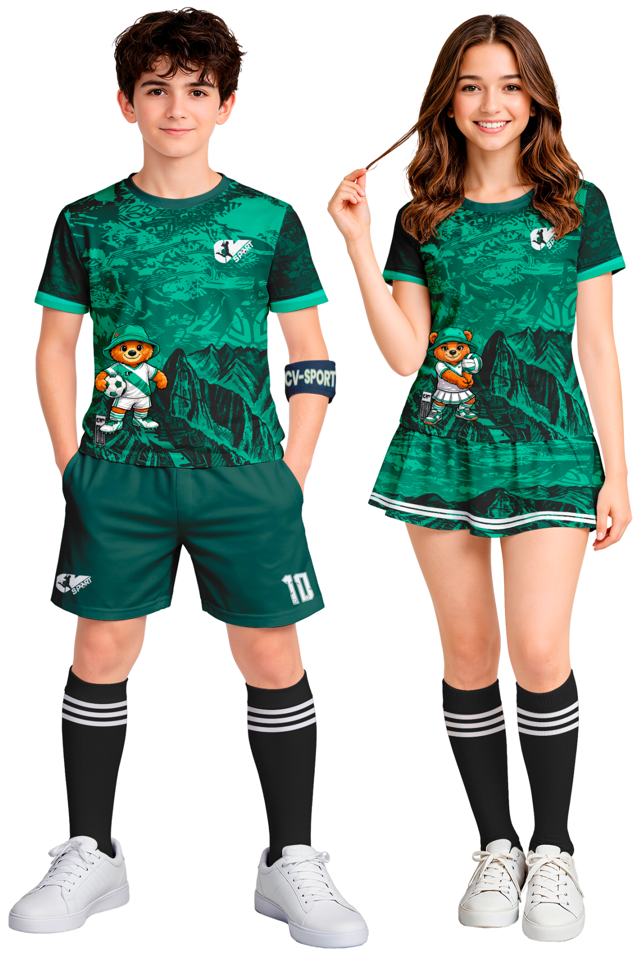 Modelos con uniforme verde